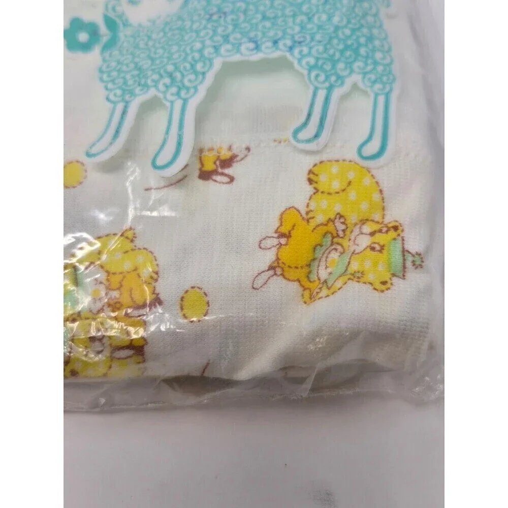 NOS VINTAGE CARTER'S CRIB TOP SHEET WHITE YELLOW CLOWNS BEARS  COTTON KNIT